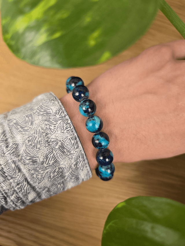 Azurite - Malachite - Chrysocole - Bracelet avec perles de 11,5 mm 