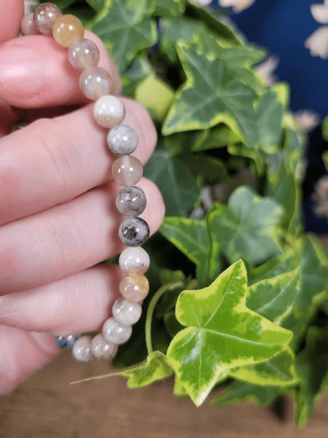 Agate Plume - Bracelet avec perles de 6 mm