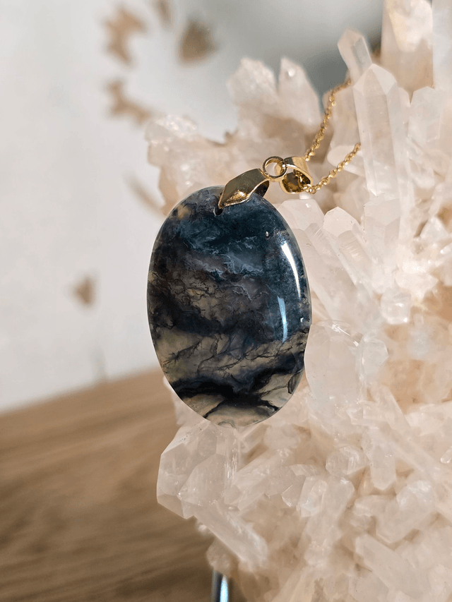 Pendentif Agate Mousse (Qualité A+), sans cerclage