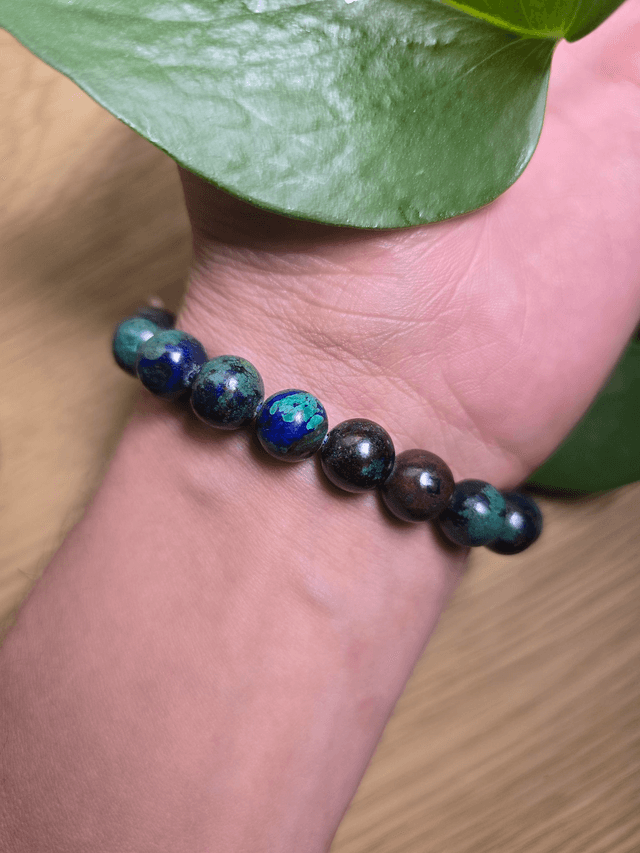 Azurite Malachite naturelle - Bracelet avec perles de 10 mm