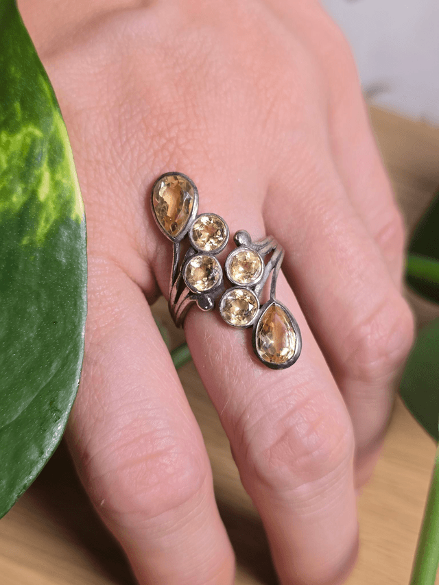 Bague "Constellation" en Citrine naturelle, argent 925 (Qualité AAA)