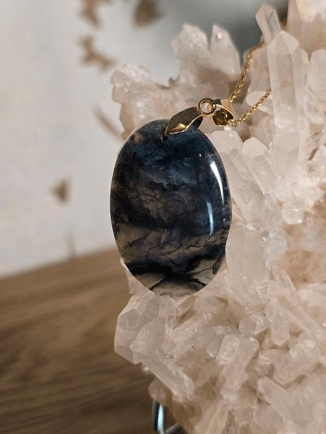 Pendentif Agate Mousse (Qualité A+), sans cerclage