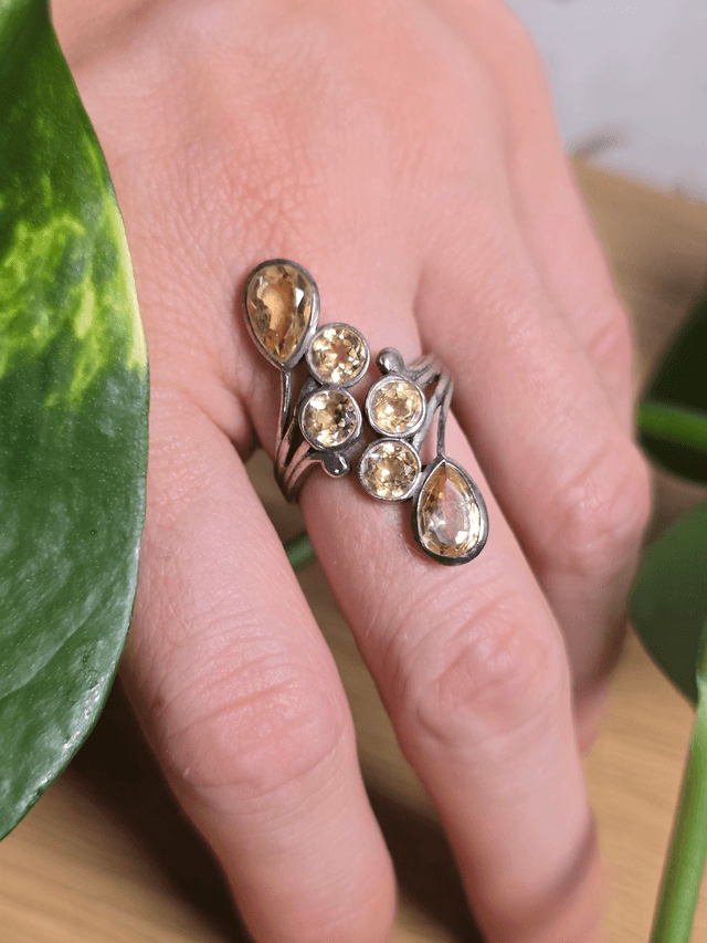 Bague "Constellation" en Citrine naturelle, argent 925 (Qualité AAA)