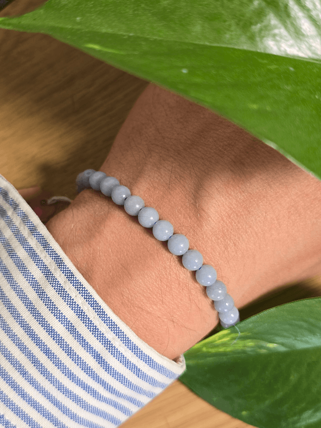 Angélite - Bracelet avec perles de 6 mm 