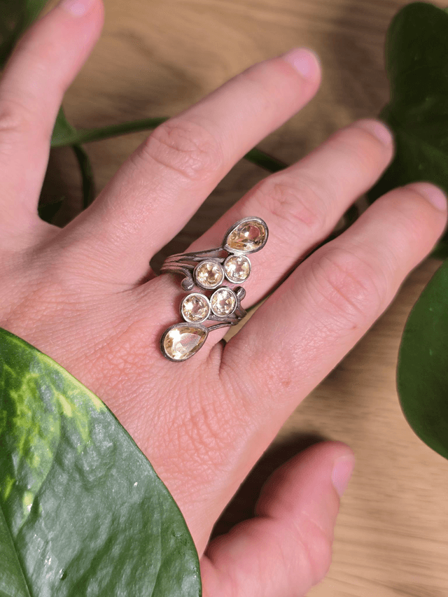 Bague "Constellation" en Citrine naturelle, argent 925 (Qualité AAA)