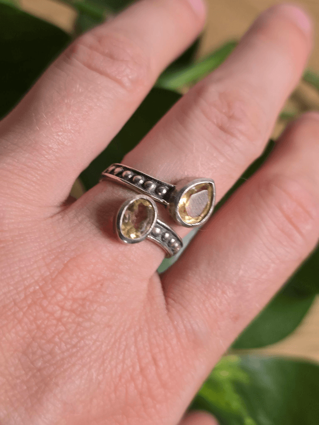 Bague "Lumière Jumelle" en Citrine naturelle, argent 925 (Qualité AAA)