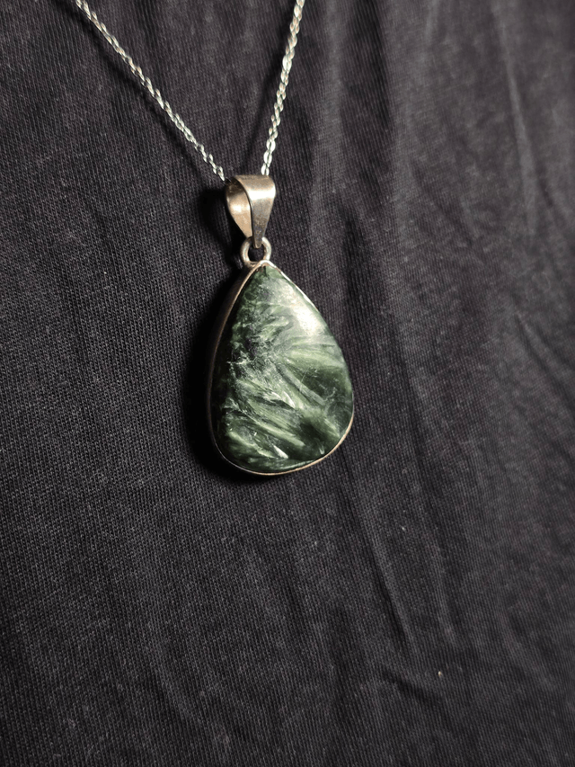 Pendentif Séraphinite et Argent 925 (Qualité AA+)