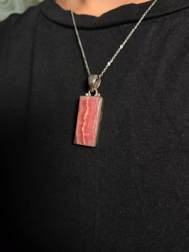Pendentif Rhodochrosite et Argent 925 (Qualité AA)