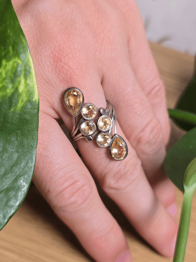 Bague "Constellation" en Citrine naturelle, argent 925 (Qualité AAA)