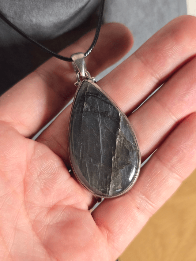 Pendentif Labradorite violette, argent 925 (Qualité AAA)
