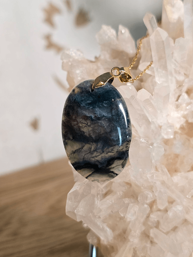 Pendentif Agate Mousse (Qualité A+), sans cerclage