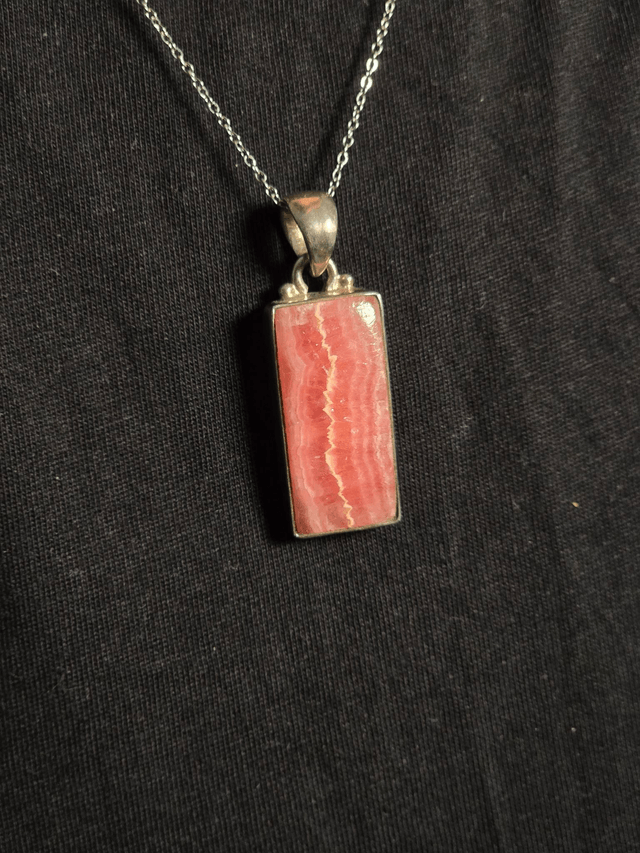 Pendentif Rhodochrosite et Argent 925 (Qualité AA)