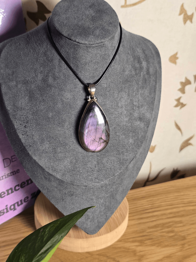Pendentif Labradorite violette, argent 925 (Qualité AAA)