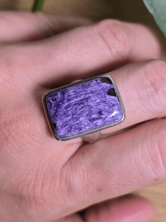 Bague en Charoïte et argent 925, Qualité AAA