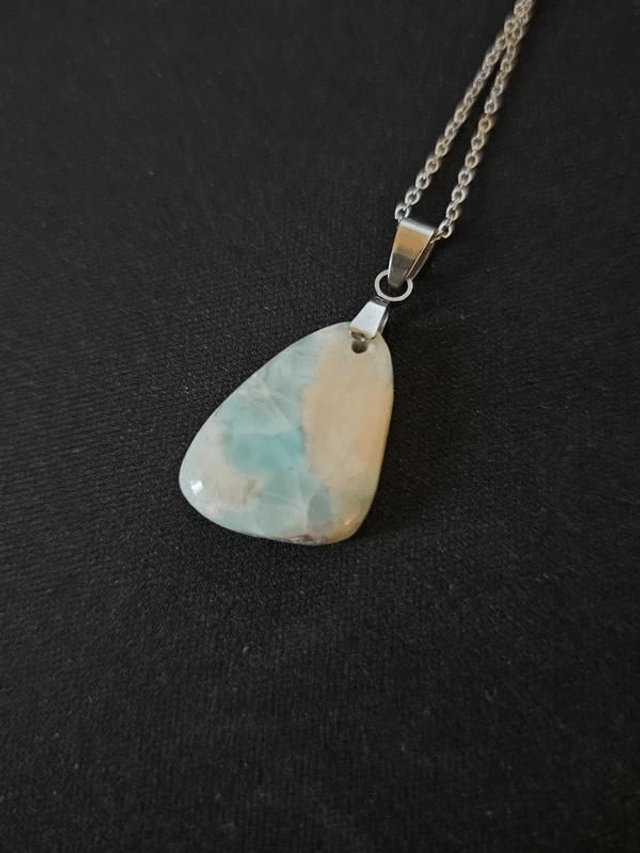 Larimar - Pendentif avec bélière et chaine en acier inoxydable