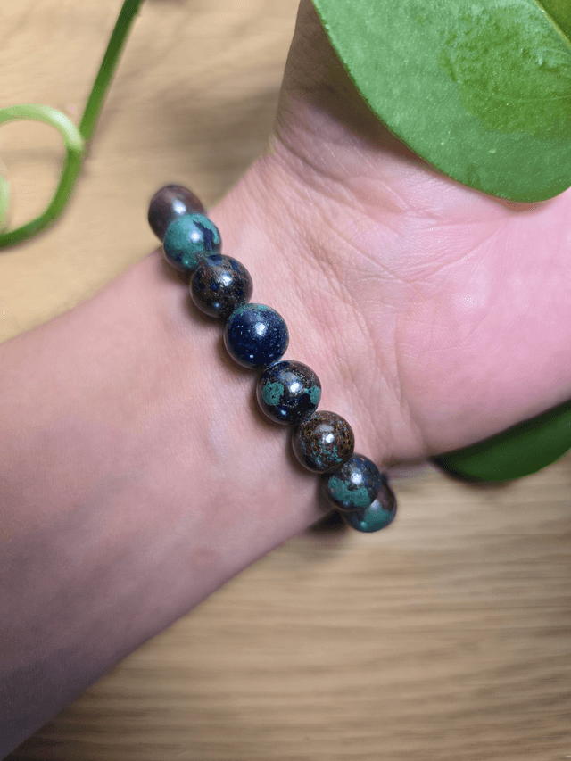 Azurite Malachite naturelle - Bracelet avec perles de 10 mm