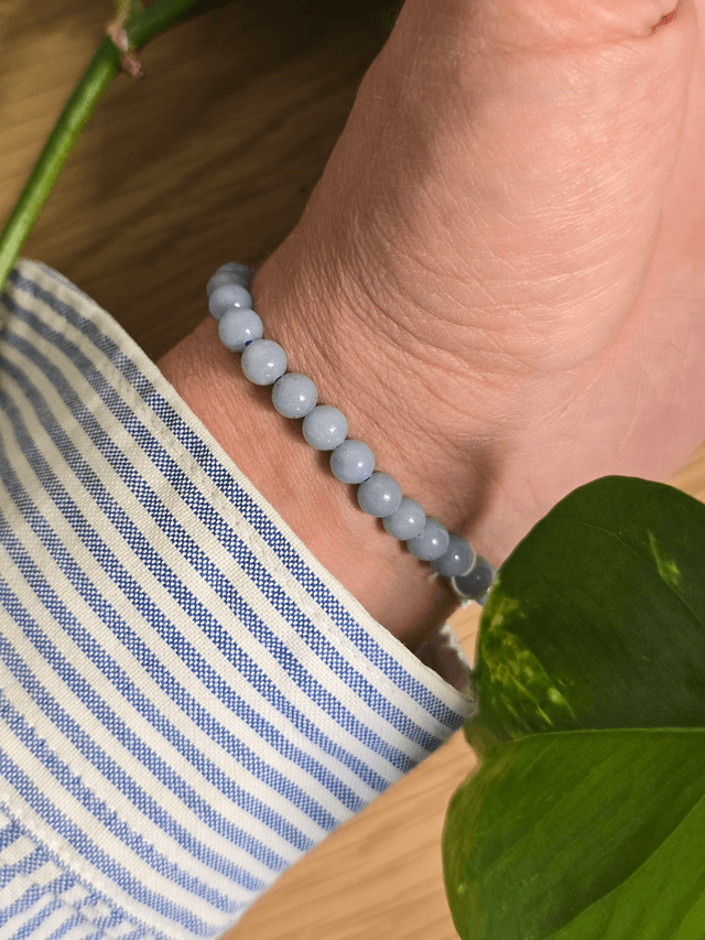 Angélite - Bracelet avec perles de 6 mm 