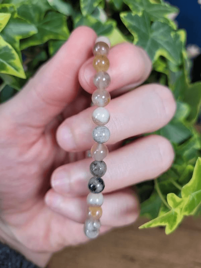 Agate Plume - Bracelet avec perles de 6 mm