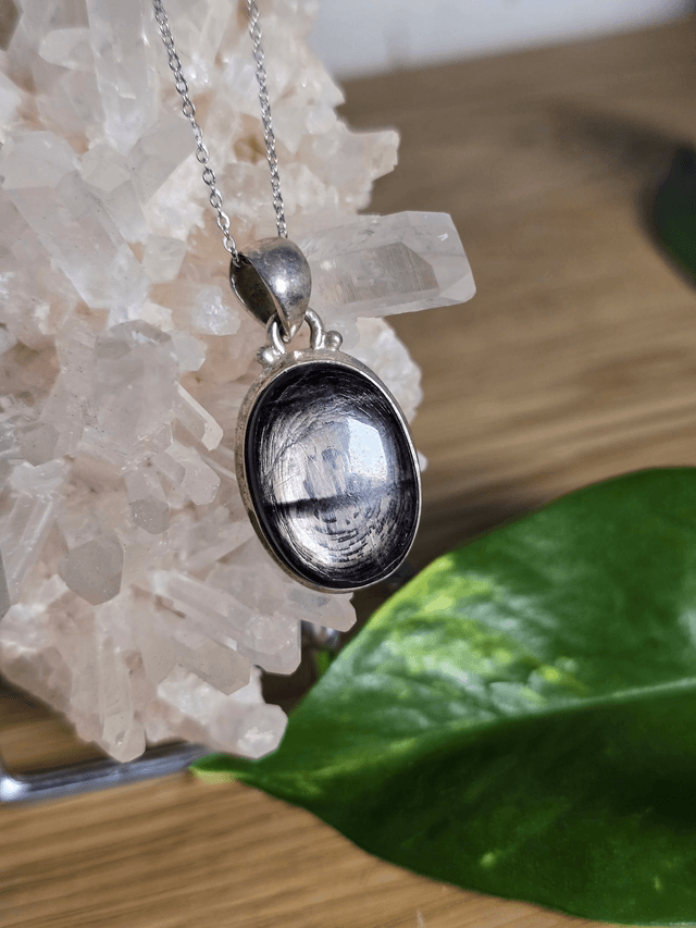 Pendentif Hyperstène et Argent 925 (Qualité AA)