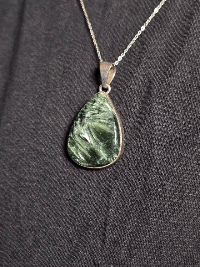 Pendentif Séraphinite et Argent 925 (Qualité AA+)