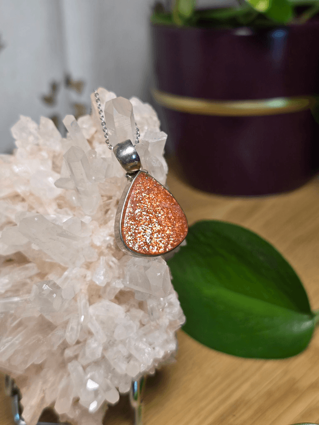 Pendentif Pierre de Soleil et Argent 925, qualité exceptionnelle (AAA)