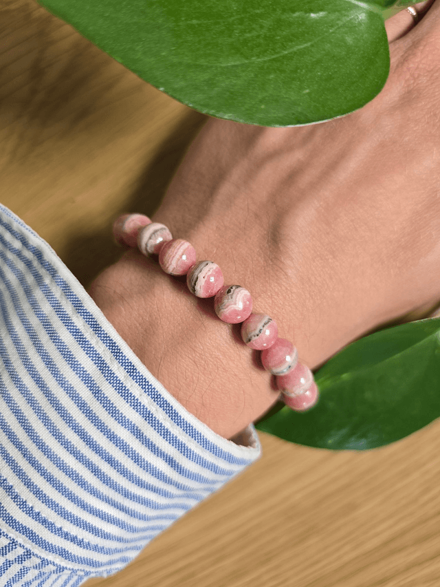 Rhodochrosite - Bracelet avec perles de 9,5 mm