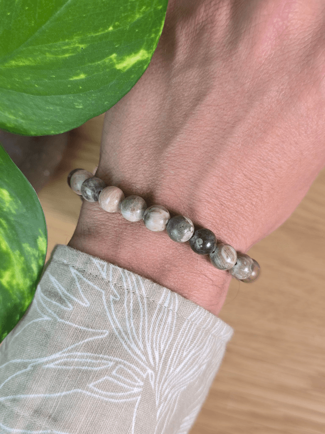 Corail fossile - Bracelet avec perles de 8 mm