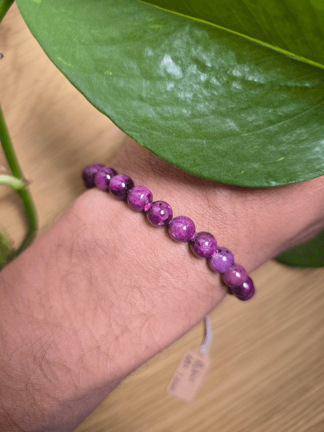 Rubis - Bracelet avec perles de 7,5 mm