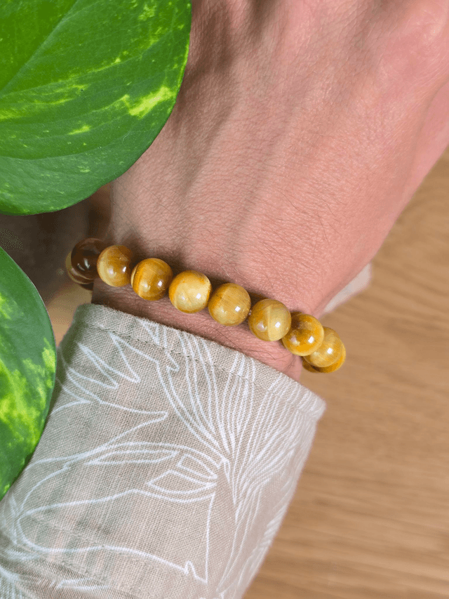 Œil de Tigre doré - Bracelet avec perles de 10 mm