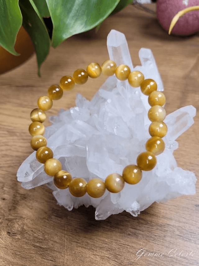 Œil de Tigre doré - Bracelet avec perles de 8 mm
