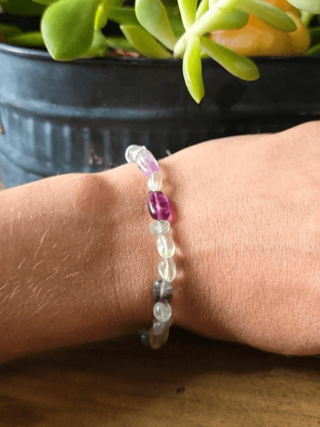 Fluorine multicolore - Bracelet avec perles en forme de pépites