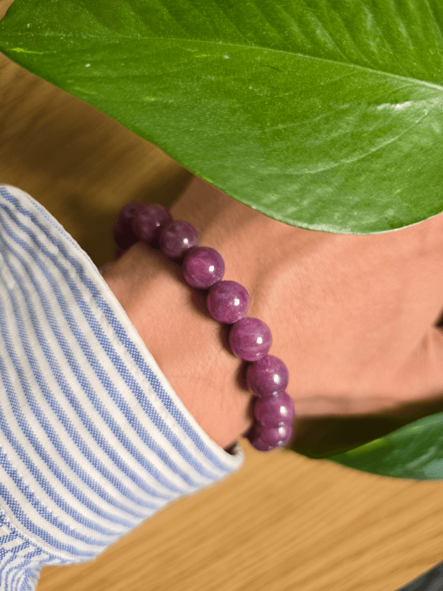 Rubis - Bracelet avec perles de 10,5 mm