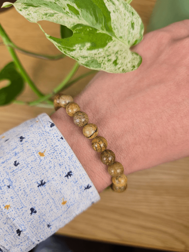 Jaspe Paysage - Bracelet avec perles de 8 mm 