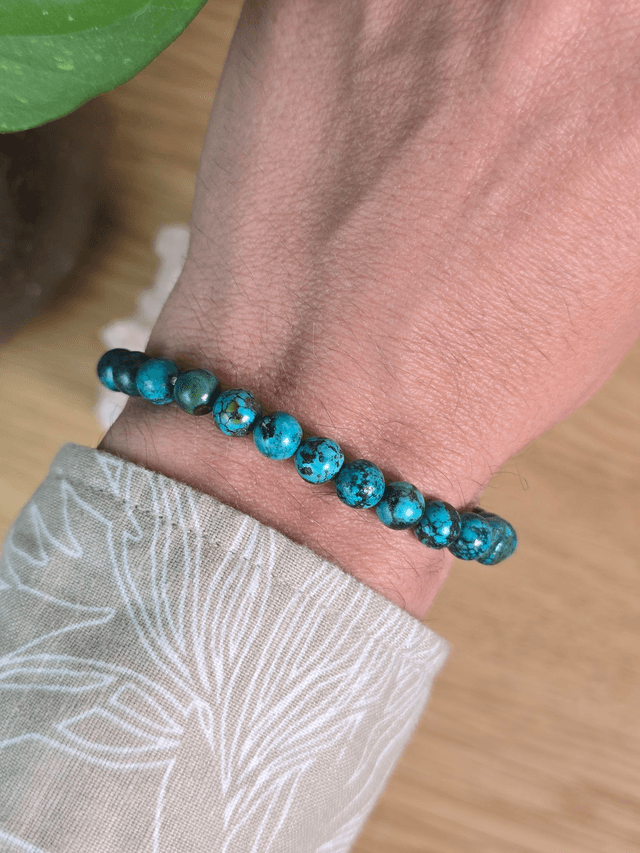 Turquoise du Tibet - Bracelet avec perles de 7 mm