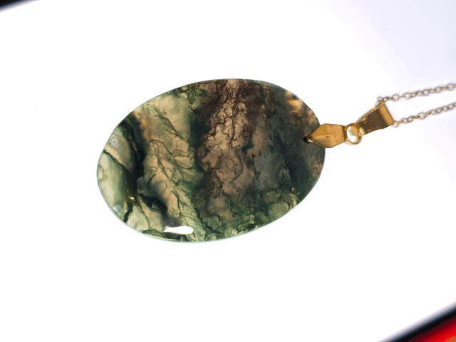 Pendentif Agate Mousse (Qualité A+), sans cerclage