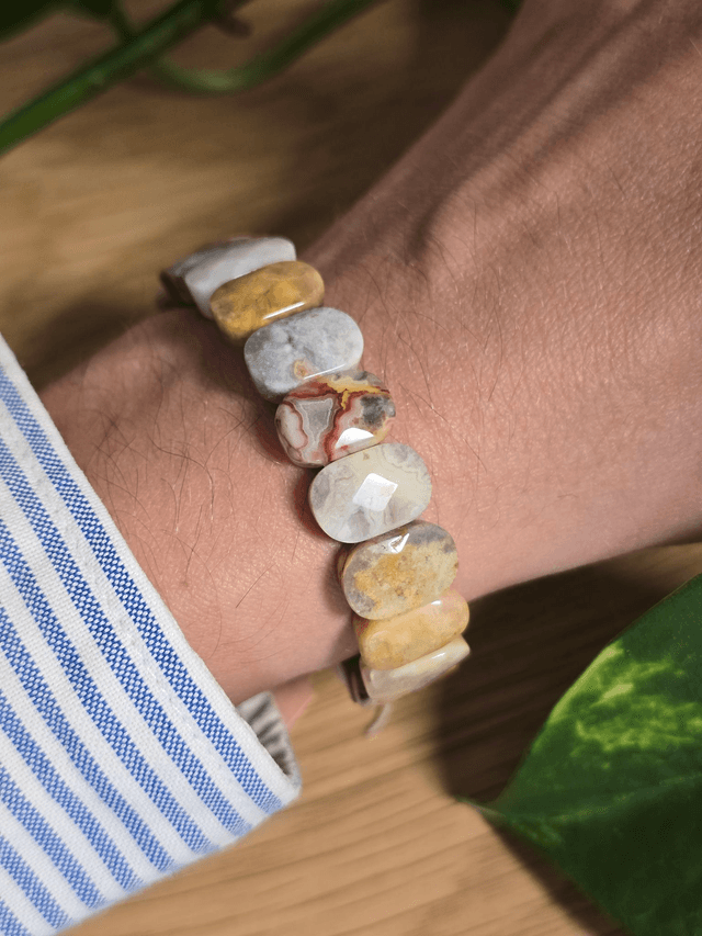 Agate &quot;Crazy Lace&quot; - Bracelet avec perles plates 