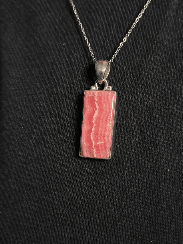 Pendentif Rhodochrosite et Argent 925 (Qualité AA)