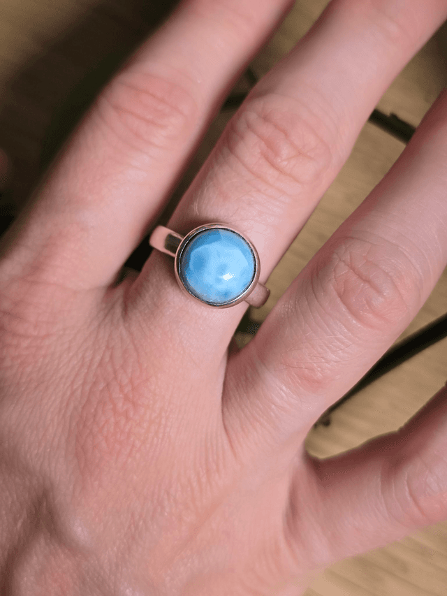 Bague Larimar et argent 925 (Qualité AA)