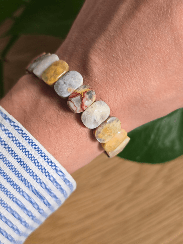 Agate "Crazy Lace" - Bracelet avec perles plates