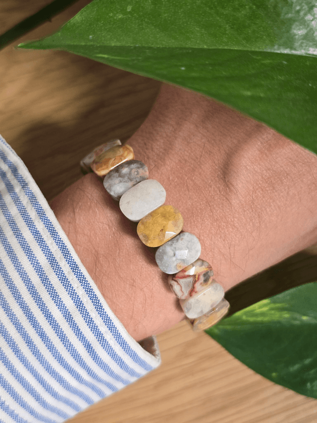 Agate "Crazy Lace" - Bracelet avec perles plates