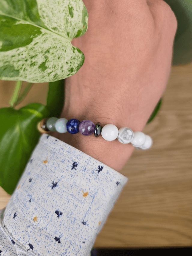 7 chakras et Howlite - Bracelet avec perles de 8 mm
