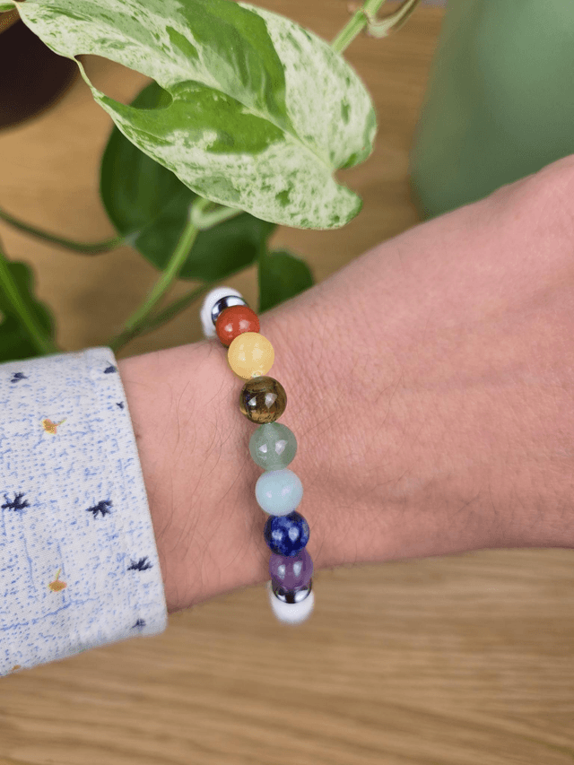 7 chakras et Howlite - Bracelet avec perles de 8 mm