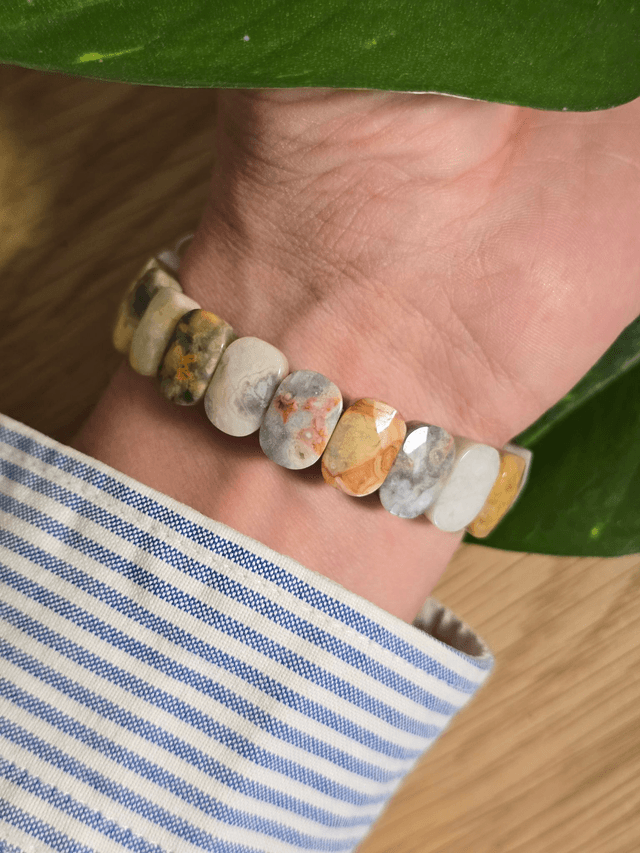 Agate "Crazy Lace" - Bracelet avec perles plates