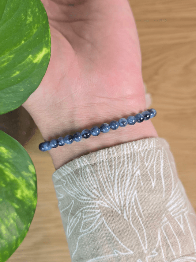 Aigue-marine - Bracelet avec perles de 5 mm
