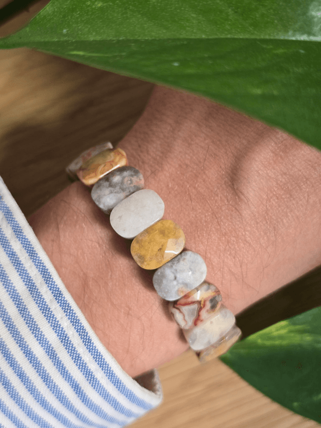 Agate "Crazy Lace" - Bracelet avec perles plates