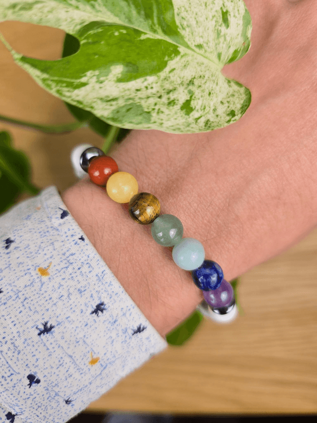 7 chakras et Howlite - Bracelet avec perles de 8 mm