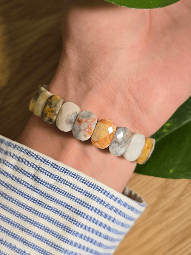 Agate "Crazy Lace" - Bracelet avec perles plates